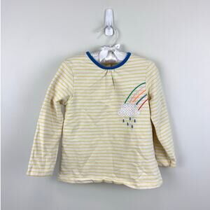 Mini Boden Yellow Striped Rainbow Applique Tunic 2-3